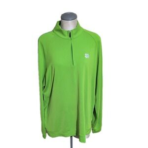 Adidas Notre Dame Lime Green Quarter Zip Men's Clima lite Fighting Irish Golf